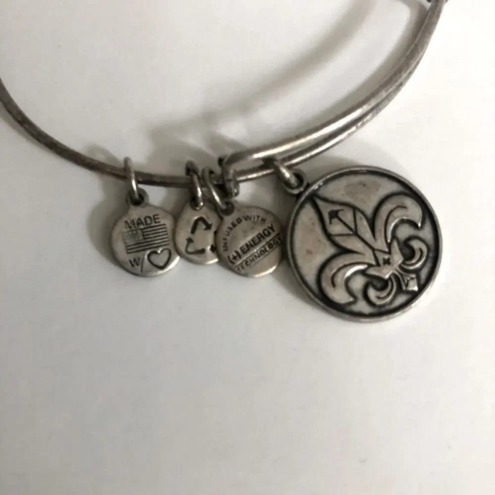 Alex and Ani Fleur de Lis Charm Bangle Rafaelian Silver 2014